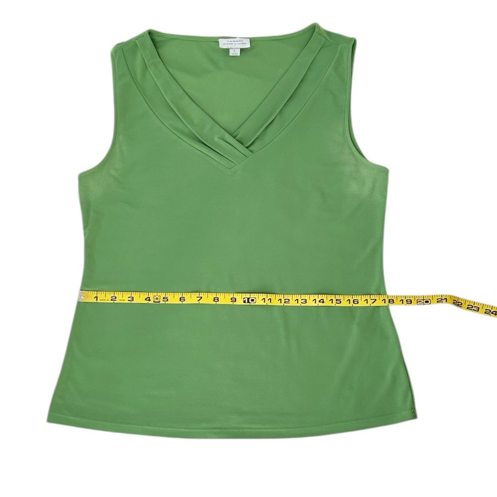Tahari ASL Women’s Lime Chartreuse Green Sleeveless V-Neck Blouse Top Size L - Picture 8 of 10